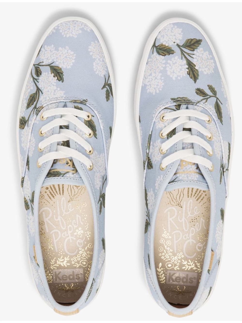 Like-New Keds x Rifle Paper Co. Vintage Champion Sneakers in in Blue Hydrangea - Picture 1 of 9